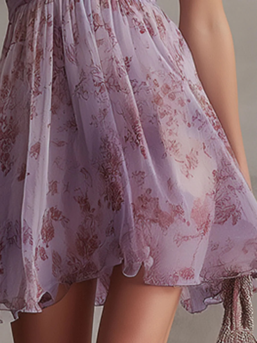 Greta | Vestito Corto Floreale Scollo V