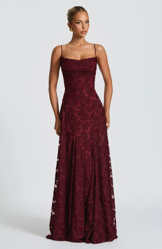 Greta | Vestito Lungo Pizzo Spalline Sottili
