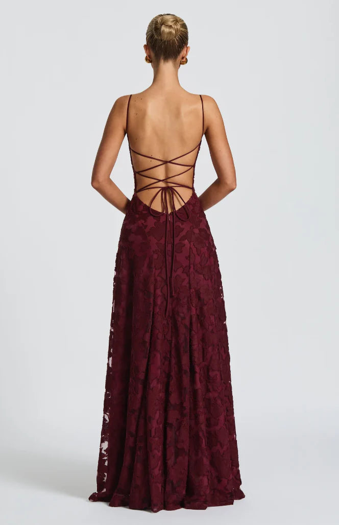 Greta | Vestito Lungo Pizzo Spalline Sottili