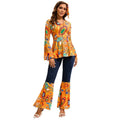 Halloween 1970s Hippie Costume with Bell Bottoms and Psychedelic Print - Image 1