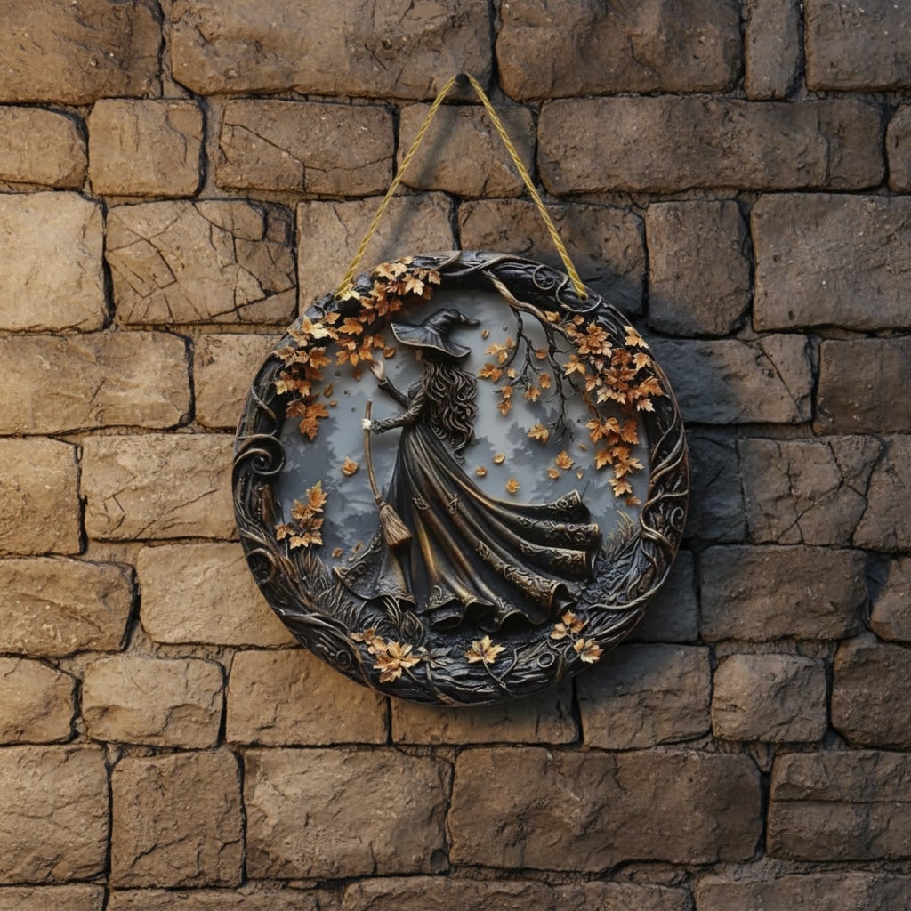 Halloween 3D Relief Wall Art Plaque with Gnarled Branch Border and Twisted Rope Hanger - Image 2