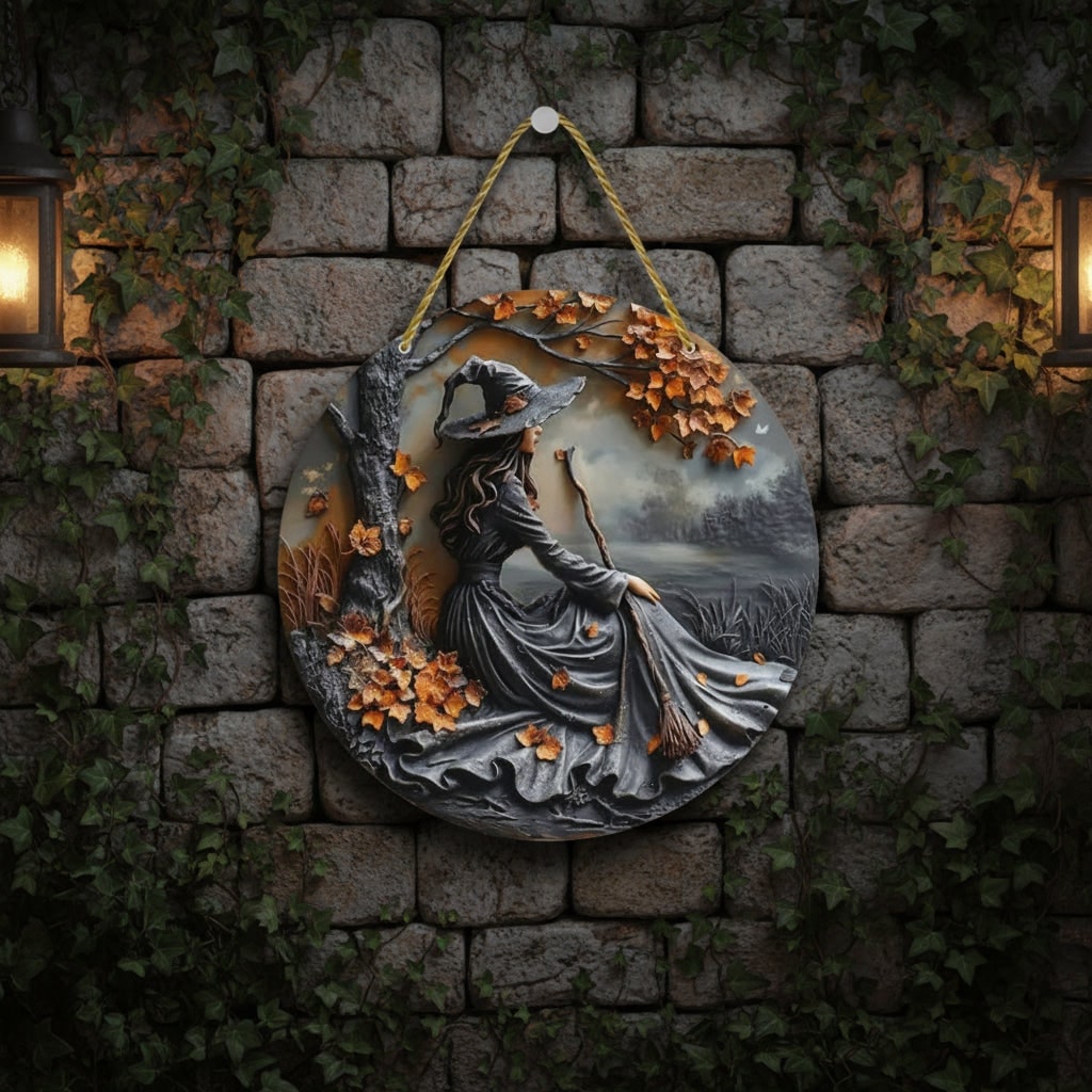 Halloween 3D Relief Wall Art Plaque with Gnarled Branch Border and Twisted Rope Hanger - Image 3