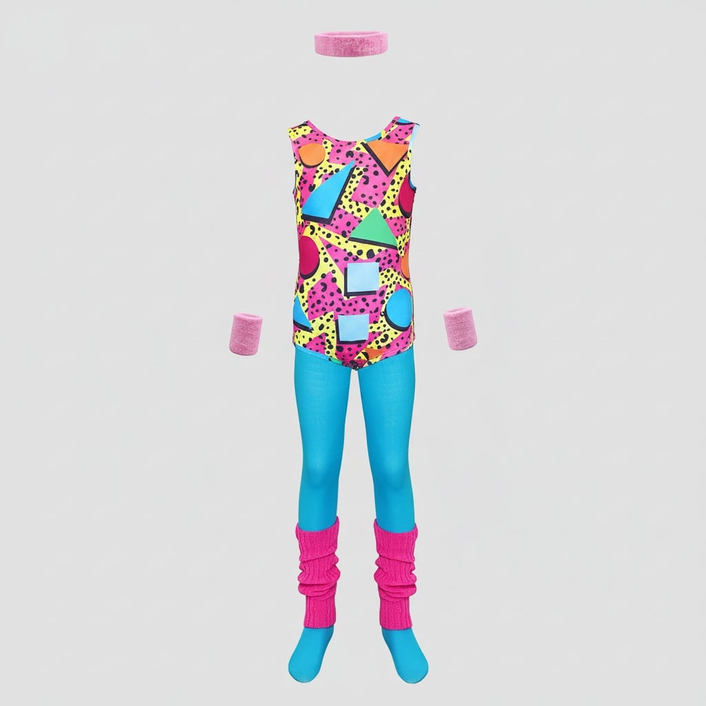 Halloween 80s Costume Party Outfit with Leotard Leg Warmers Headband and Wristbands - Image 10