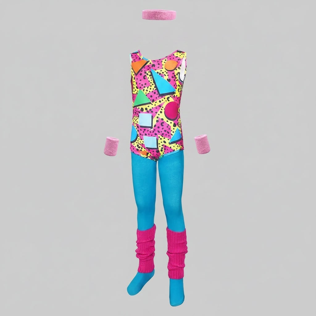 Halloween 80s Costume Party Outfit with Leotard Leg Warmers Headband and Wristbands - Image 11