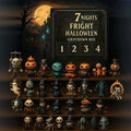 Halloween Advent Calendar Countdown with Spooky Miniature Figurines and Numbered Doors - Image 1