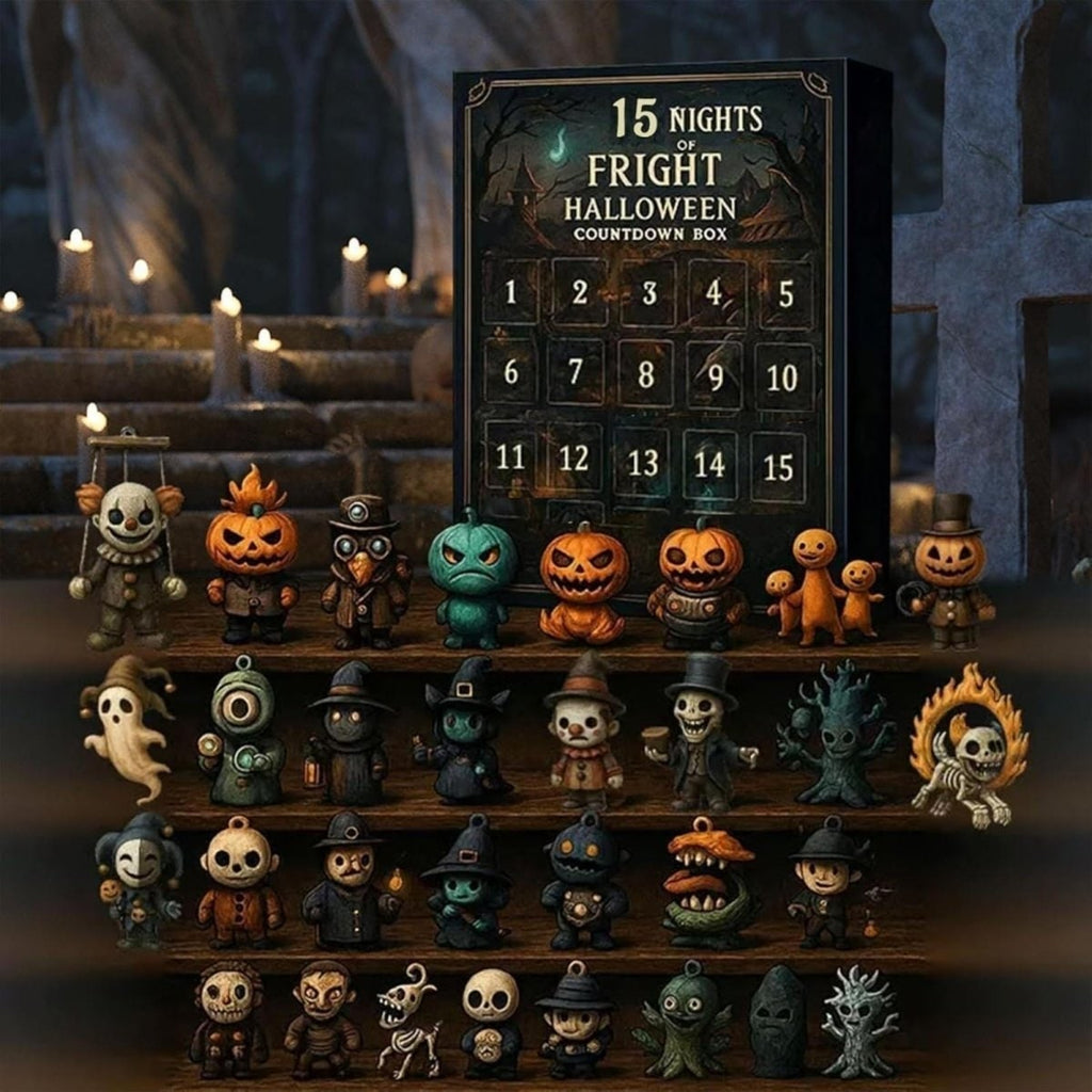 Halloween Advent Calendar Countdown with Spooky Miniature Figurines and Numbered Doors - Image 3