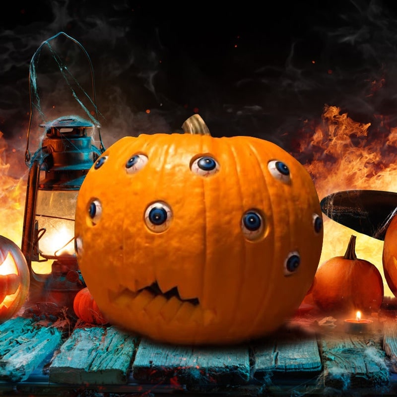 Halloween Animatronic Pumpkin Prop with Moving Eyes for Scary Party Decoration - Image 1