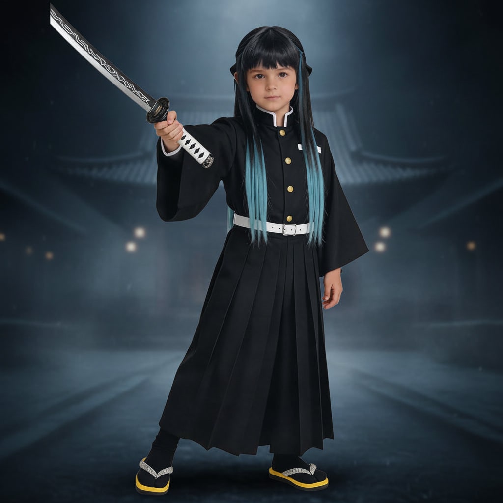 Halloween Anime Cosplay Costume with Character High Collar Gold Buttons and Belt - Image 1