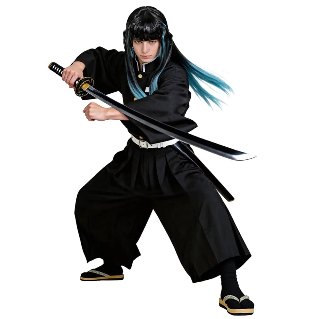 Halloween Anime Cosplay Costume with Character High Collar Gold Buttons and Belt - Image 6