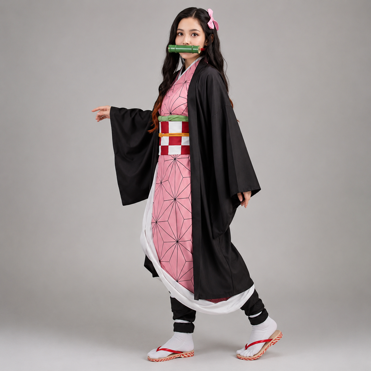 Halloween Anime Cosplay Costume with Kimono Haori and Obi Belt for Kids' Dress Up Party - Image 1