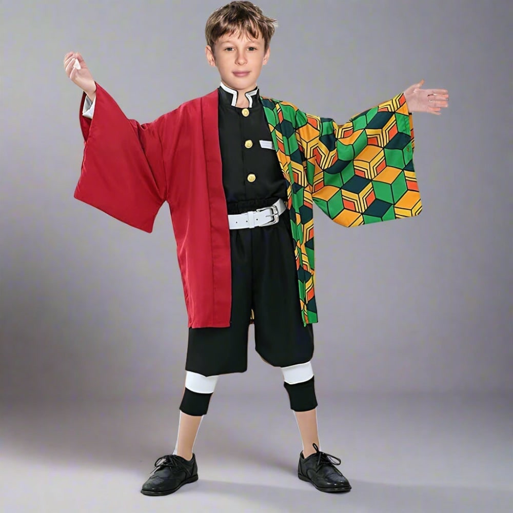 Halloween Anime Cosplay Costume with Kimono Haori and Obi Belt for Kids' Dress Up Party - Image 11