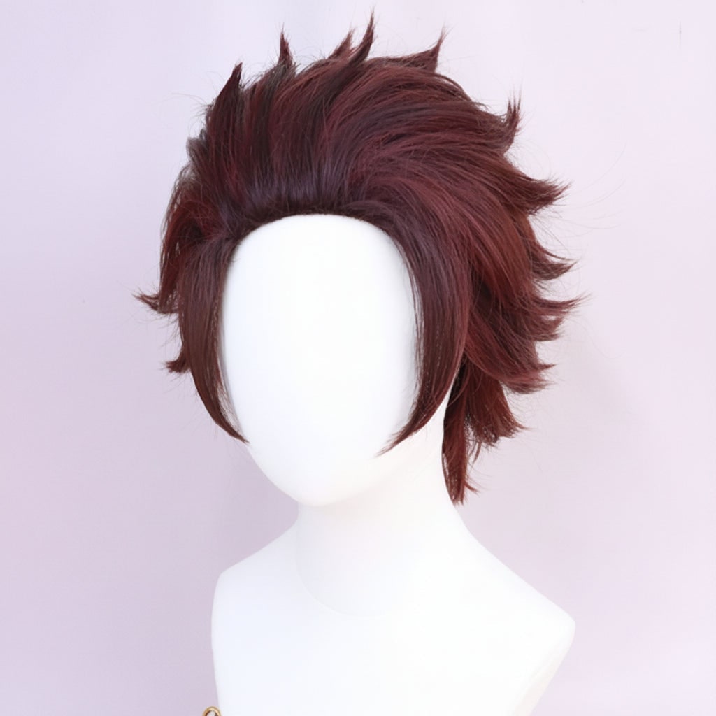 Halloween Cosplay Wig with Layered Choppy Cut and Blunt Bangs for Anime Character Costume - Image 1