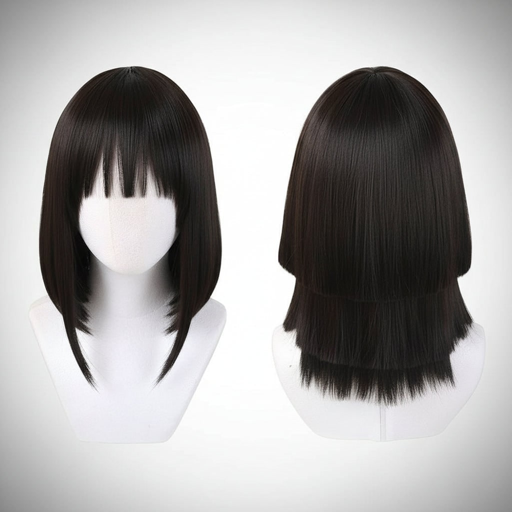 Halloween Cosplay Wig with Layered Choppy Cut and Blunt Bangs for Anime Character Costume - Image 10