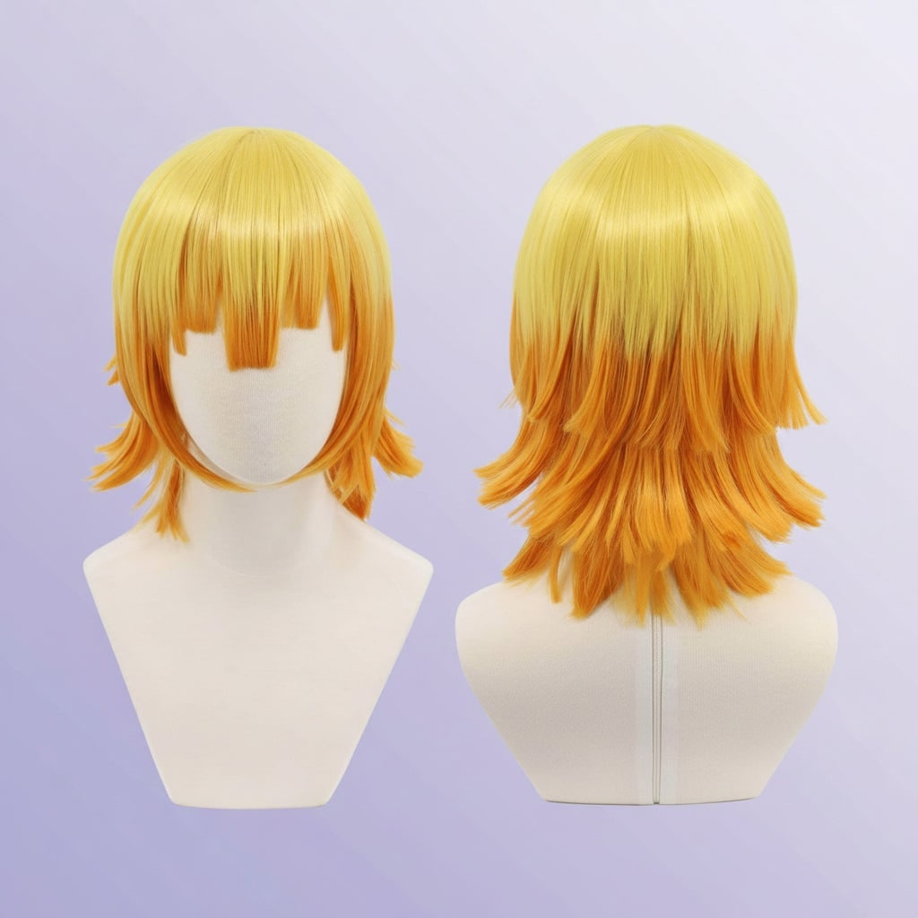 Halloween Cosplay Wig with Layered Choppy Cut and Blunt Bangs for Anime Character Costume - Image 2