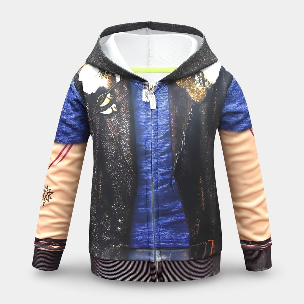 Halloween Costumes for Kids' Zombie Character and Zip-Up with Printed Tattoo Sleeves - Image 5