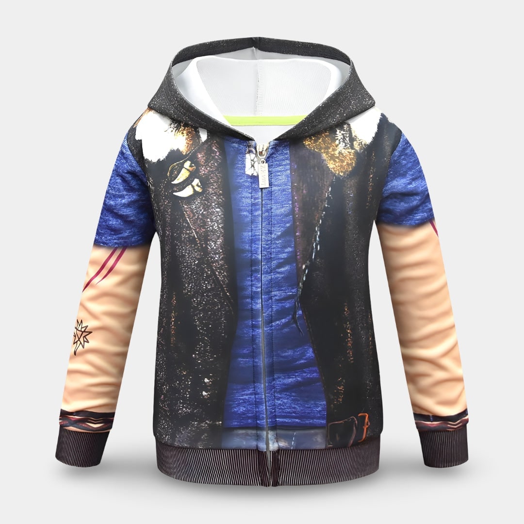 Halloween Costumes for Kids' Zombie Character and Zip-Up with Printed Tattoo Sleeves - Image 5