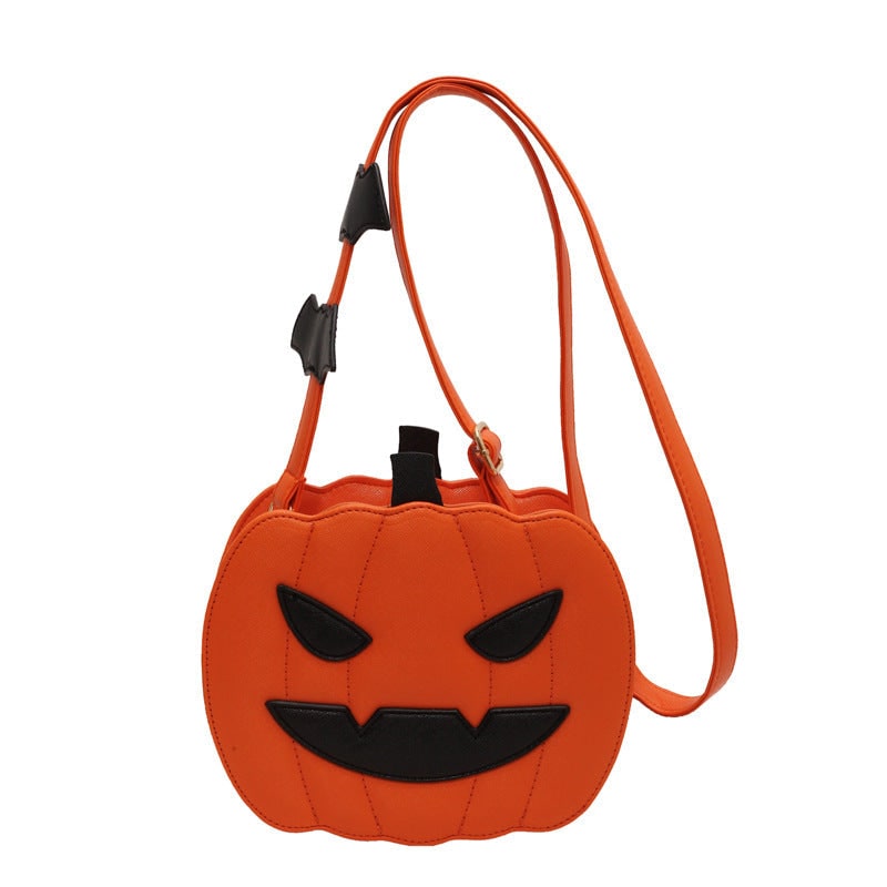 Halloween Crossbody Purse with Pumpkin Jack-O-Lantern Design and Bat Strap Details Cell Phone - Image 13