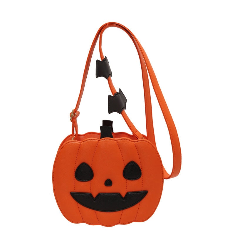 Halloween Crossbody Purse with Pumpkin Jack-O-Lantern Design and Bat Strap Details Cell Phone - Image 14