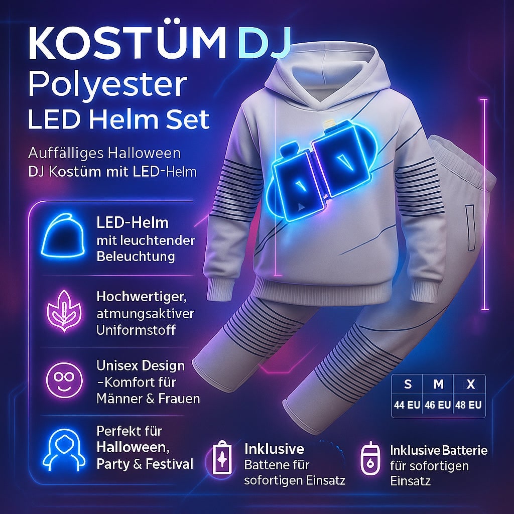 Halloween Dj Costume Light-Up Mask and Glowing Chest Graphic for Kids' Disc Jockey Party - Image 13