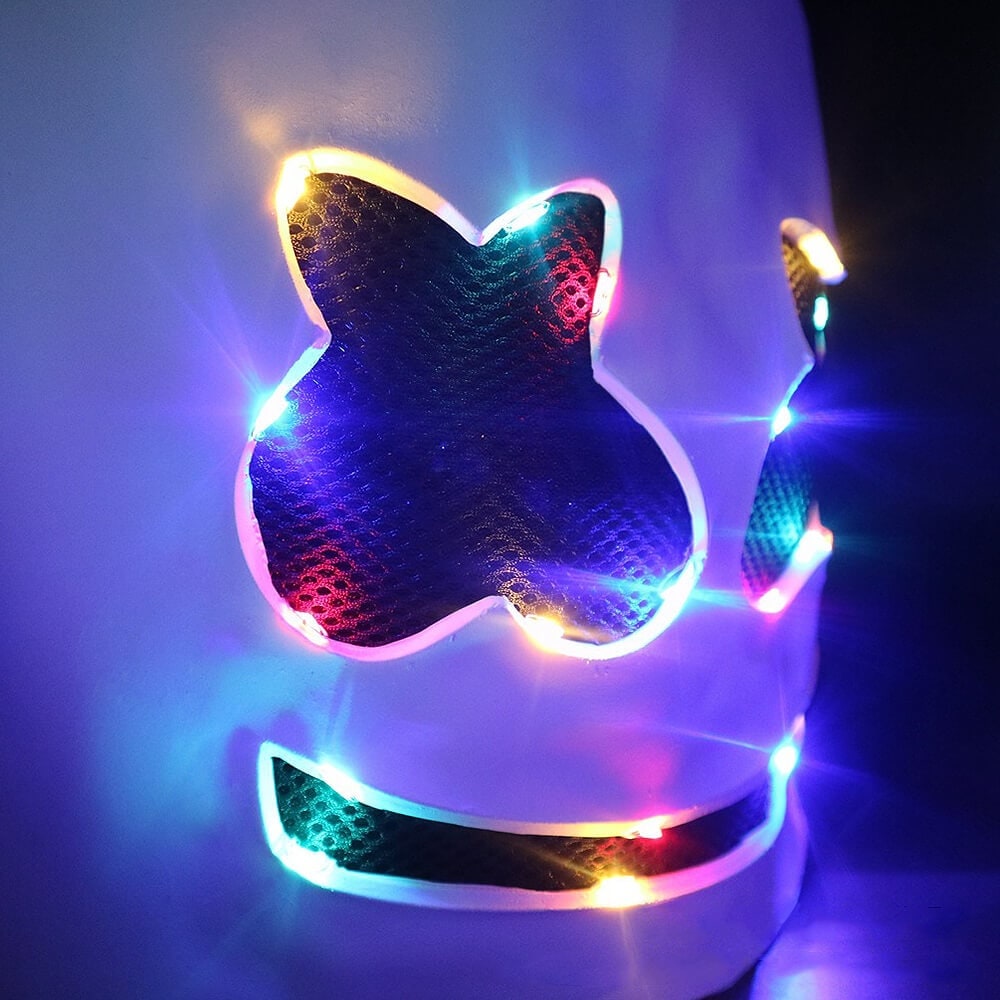 Halloween Dj Costume Light-Up Mask and Glowing Chest Graphic for Kids' Disc Jockey Party - Image 5