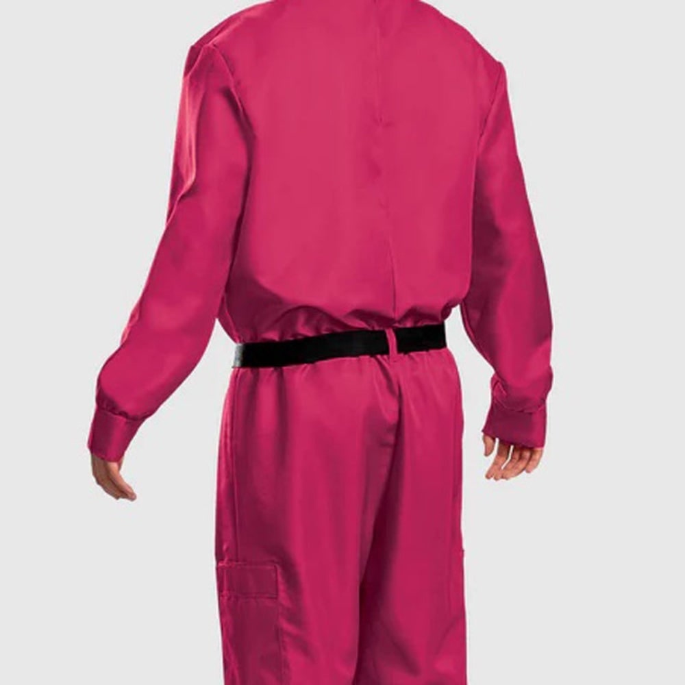 Halloween Game Costume Jumpsuit with Hooded Design Geometric and Adjustable Belt - Image 6