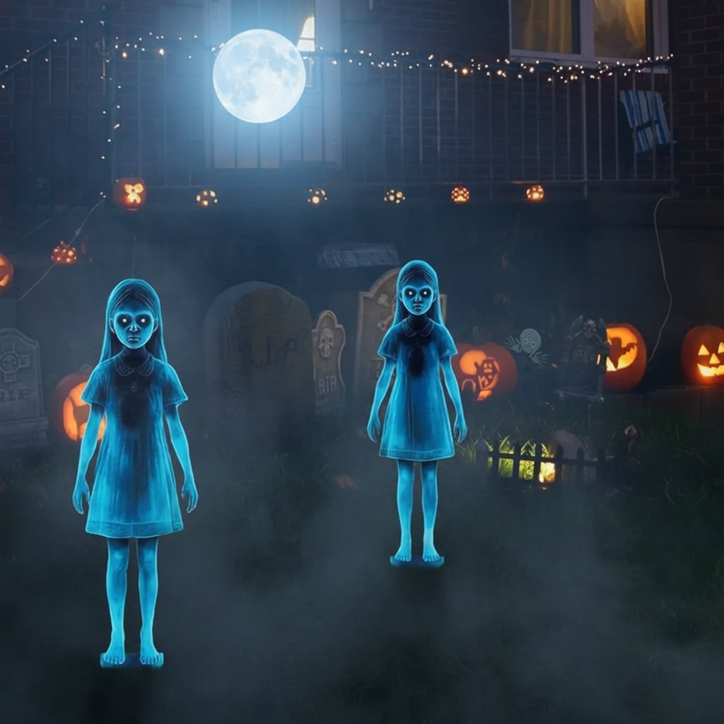 Halloween Ghost Decoration with Glowing Blue LED Lights for Outdoor Spooky Display - Image 4