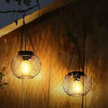 Halloween Hanging Solar Lamps Outdoor Decorative LED Lantern with Black Wire Mesh Globe - Image 1