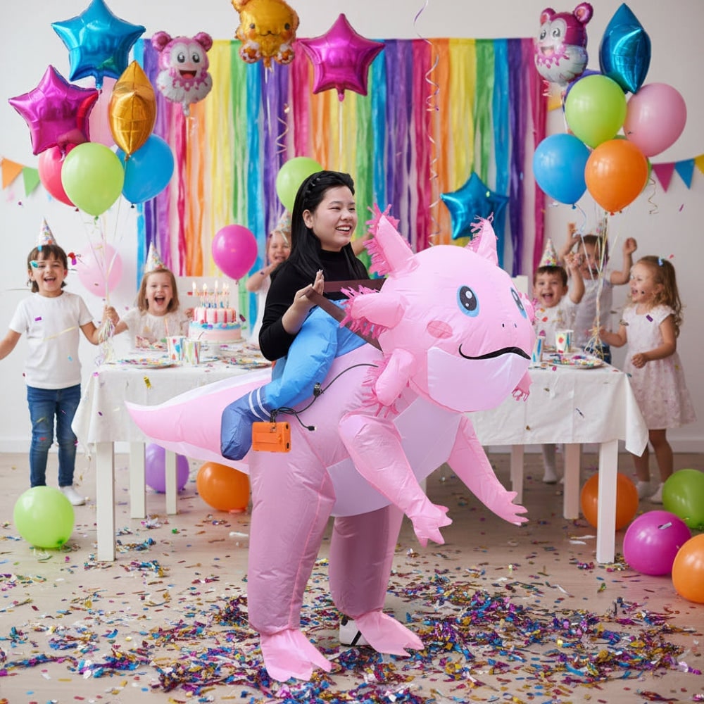 Halloween Inflatable Axolotl Costume with Battery-Operated Fan - Image 2