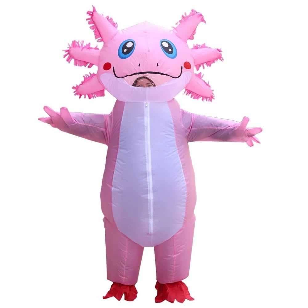 Halloween Inflatable Axolotl Costume with Battery-Operated Fan - Image 4