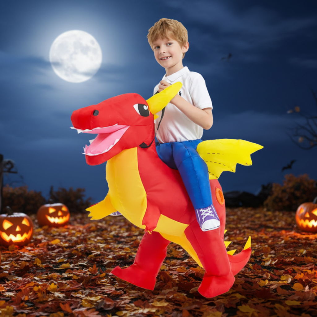 Halloween Inflatable Dinosaur Costume for Kids' with Built-In Fan and Riding Effect - Image 3