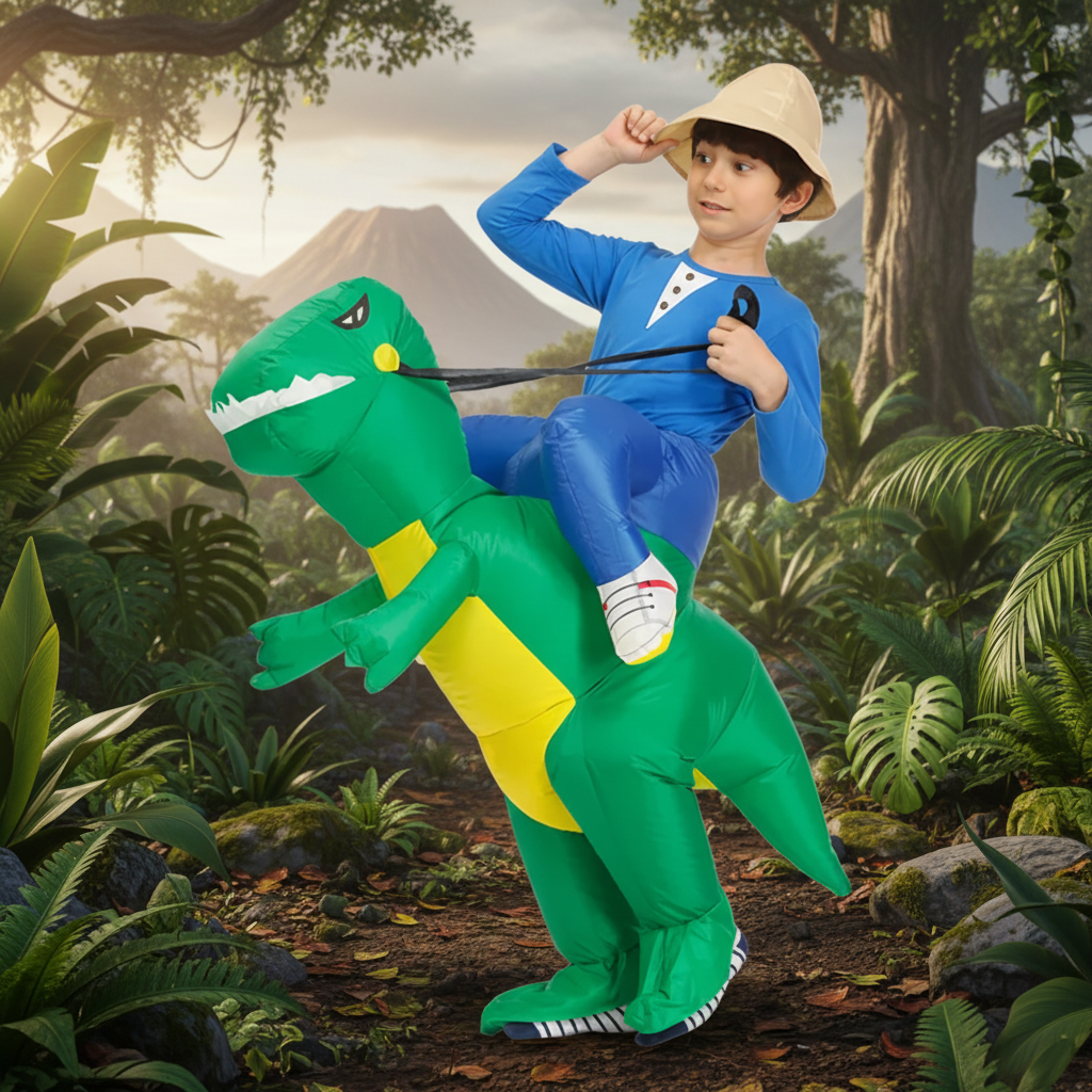 Halloween Inflatable Dinosaur Costume for Kids' with Built-In Fan and Riding Effect - Image 4