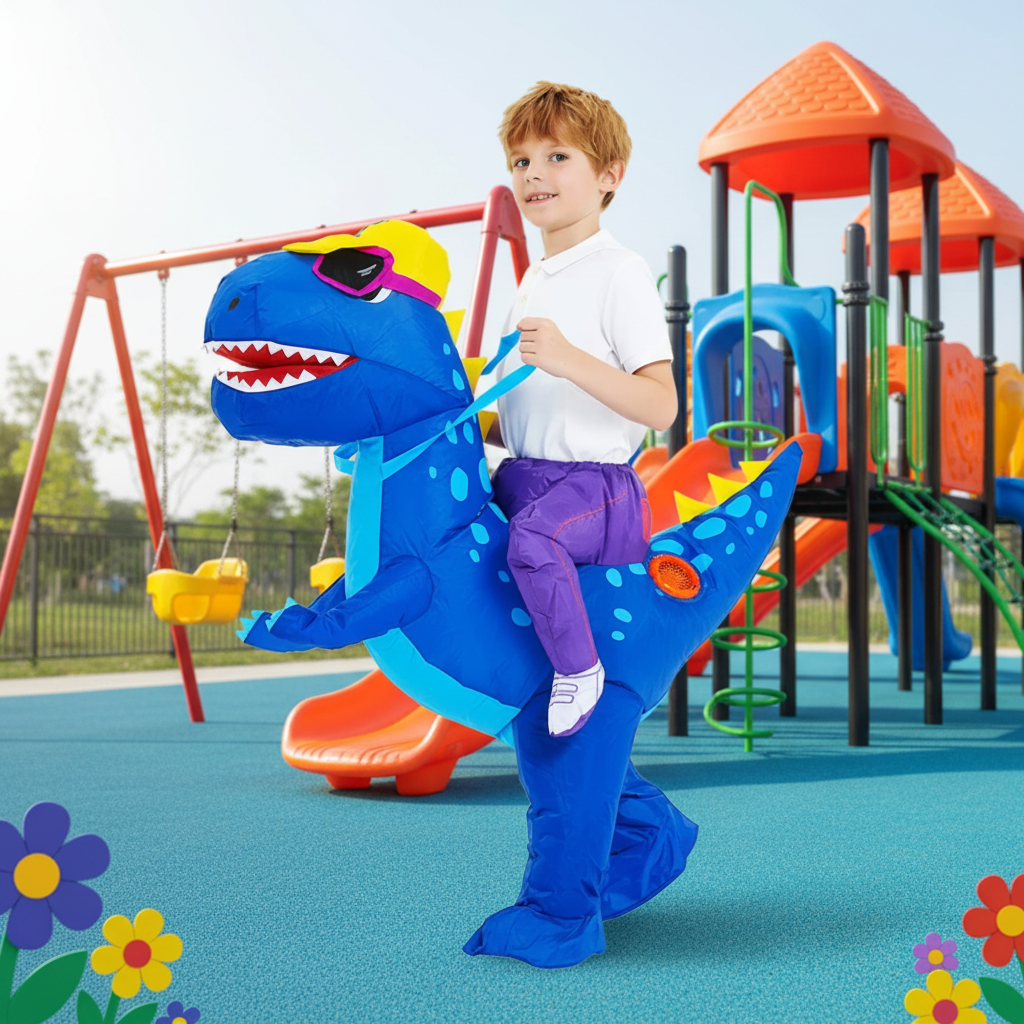 Halloween Inflatable Dinosaur Costume for Kids' with Built-In Fan and Riding Effect - Image 5