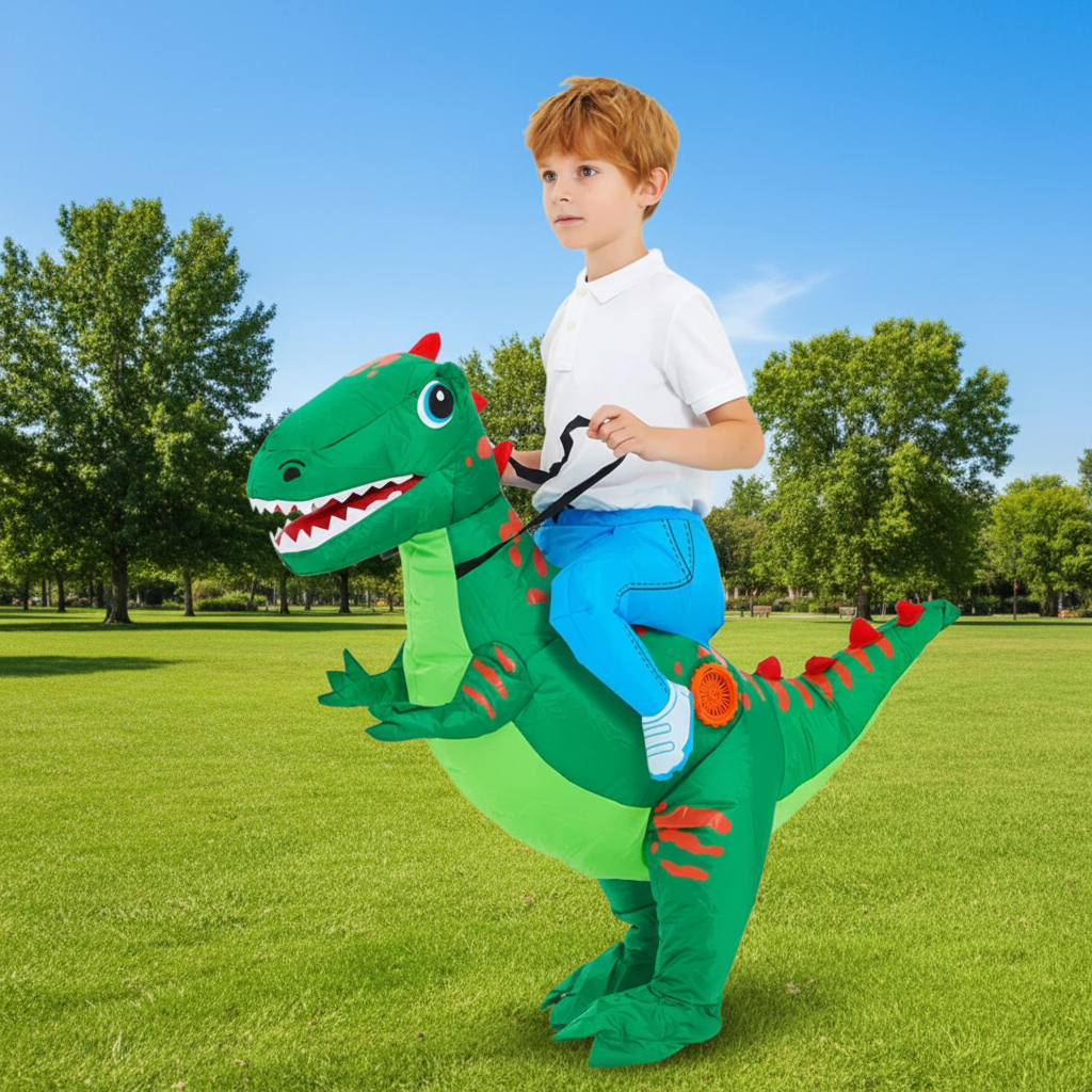 Halloween Inflatable Dinosaur Costume for Kids' with Built-In Fan and Riding Effect - Image 6