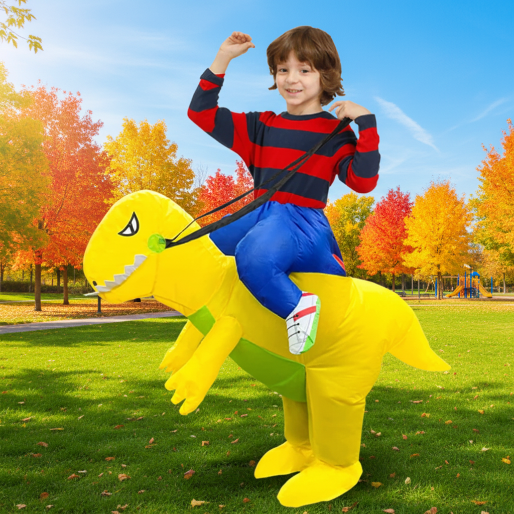 Halloween Inflatable Dinosaur Costume for Kids' with Built-In Fan and Riding Effect - Image 9