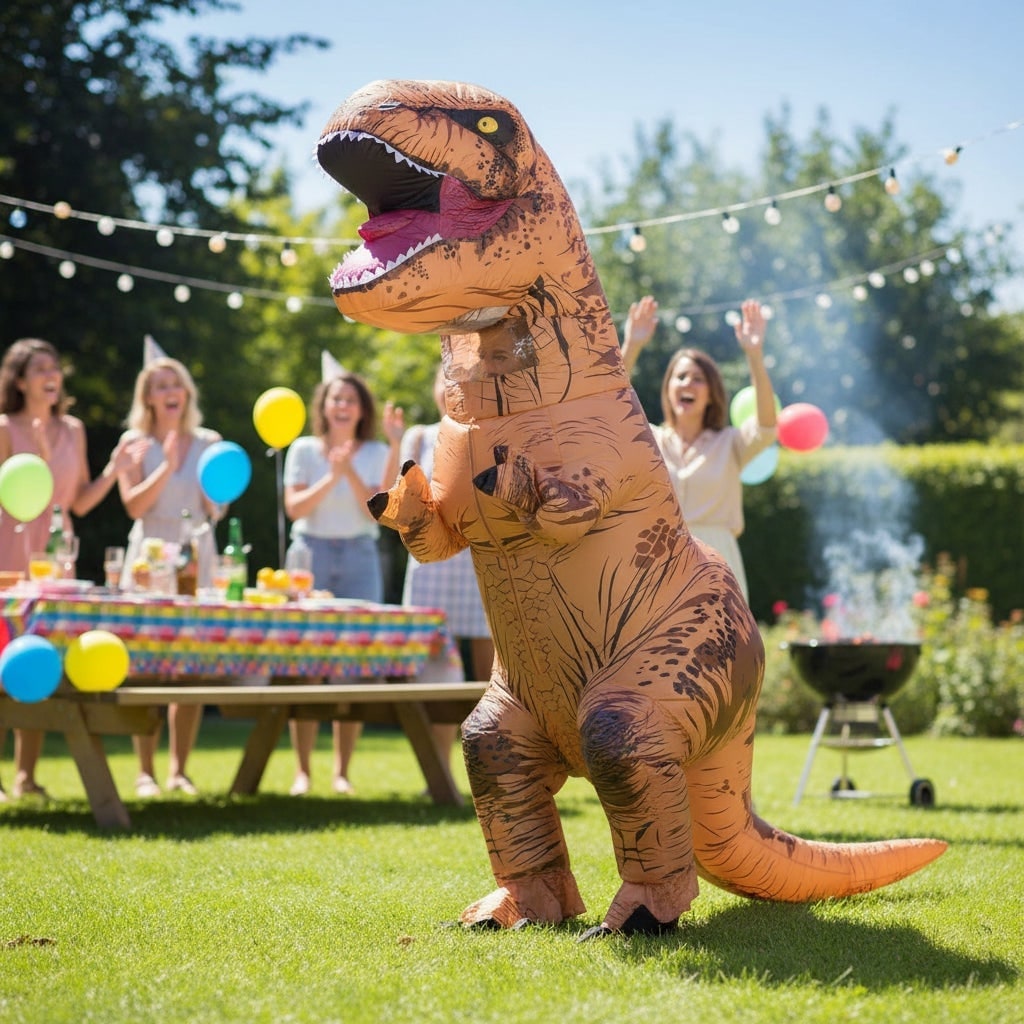 Halloween Inflatable Dinosaur Costume with Built-In Fan and Blow Up T-Rex Outfit for Party - Image 1