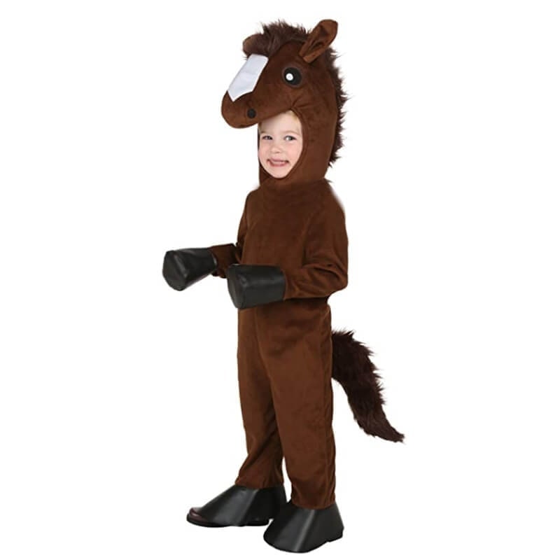 Halloween Kids' Animal Costume Plush Set with Hood Mittens and Tail - Image 1