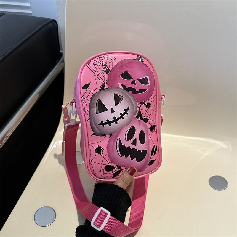 Halloween Leather Crossbody Bag Small Shoulder with Spooky Pumpkin and Witch Hat Design - Image 11