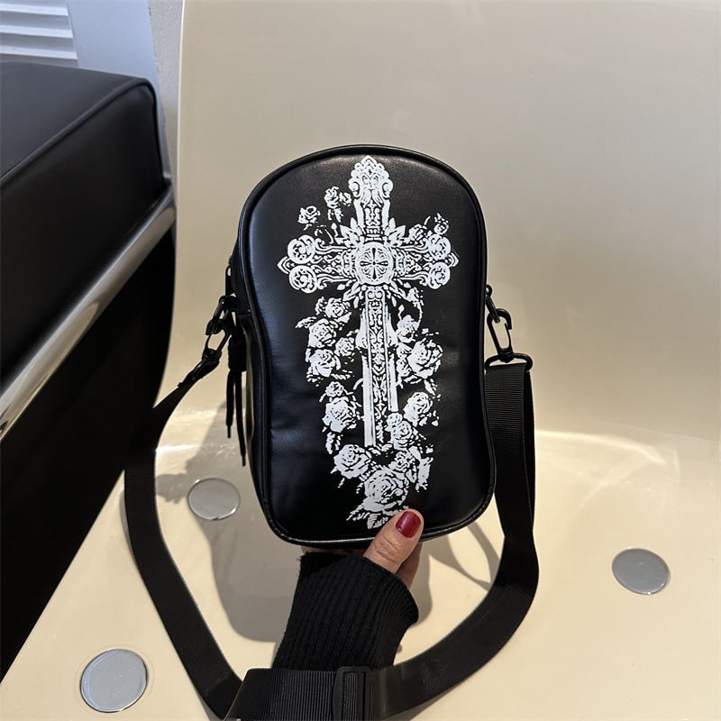 Halloween Leather Crossbody Bag Small Shoulder with Spooky Pumpkin and Witch Hat Design - Image 8