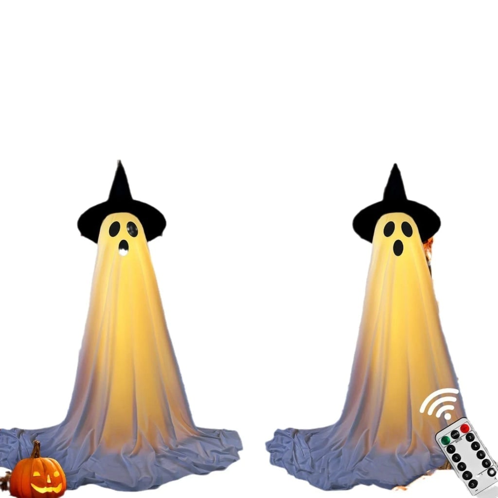 Halloween Lights Outdoor Ghost Decorations with LED Up Witch Hats and Remote Control - Image 5