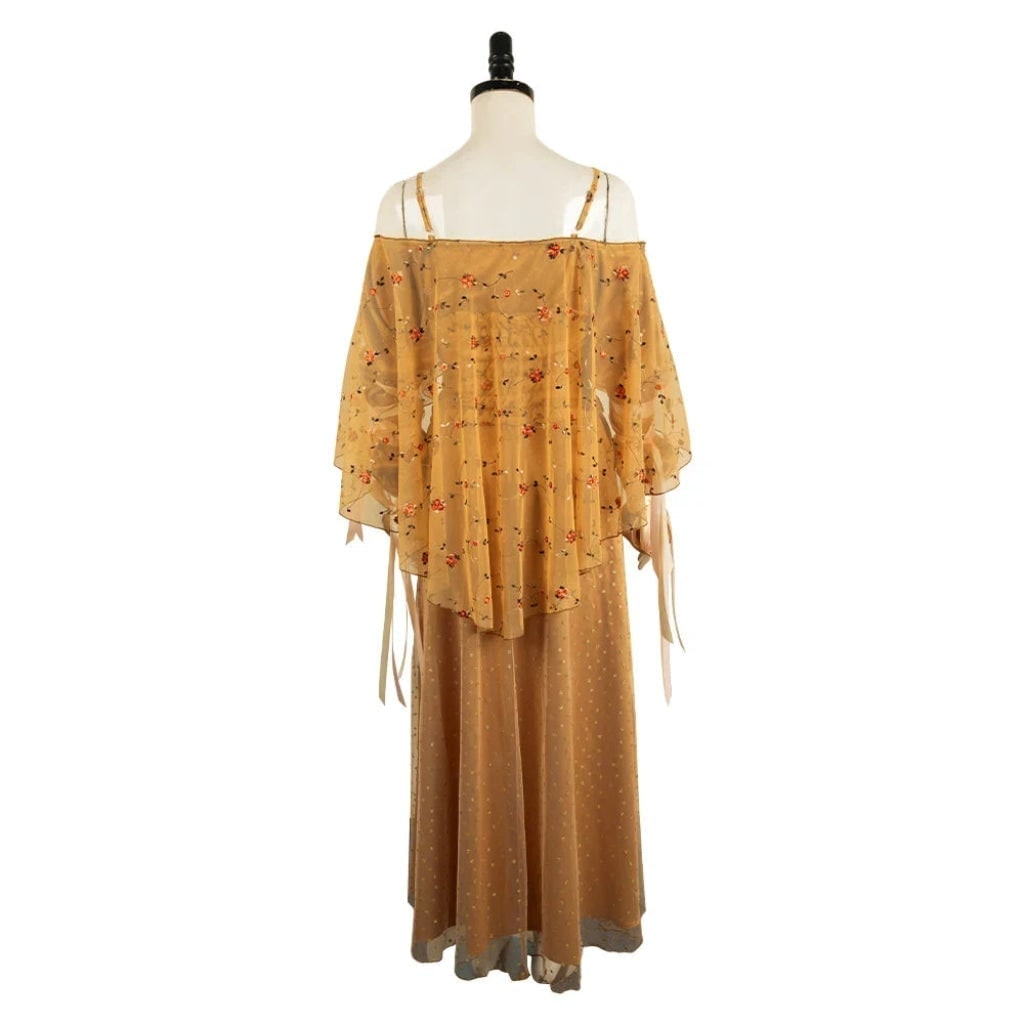 Halloween Medieval Costume Dress with Embroidered Bodice and Glitter Tulle Skirt - Image 2