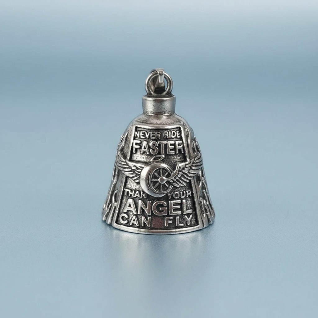 Halloween Motorcycle Guardian Bell with Scary Angel Engraving and Winged Design - Image 10