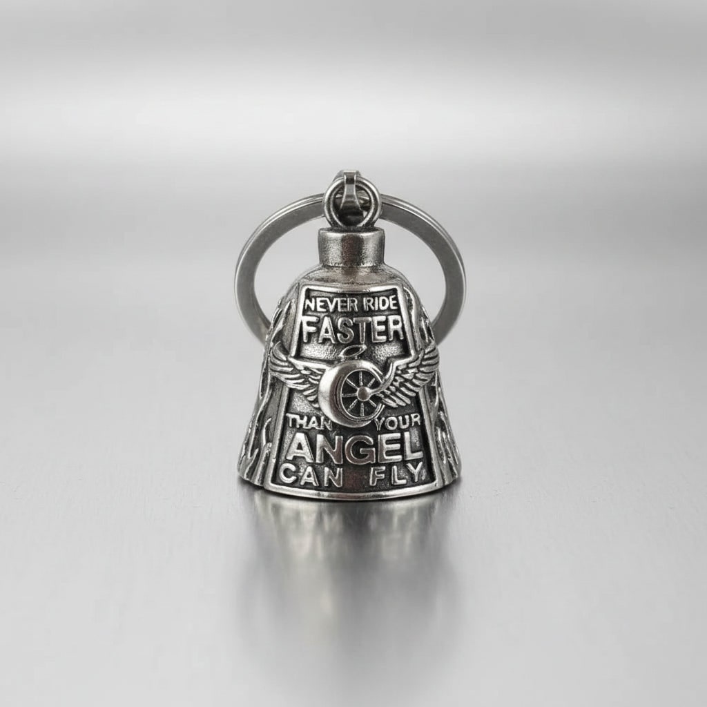 Halloween Motorcycle Guardian Bell with Scary Angel Engraving and Winged Design - Image 6