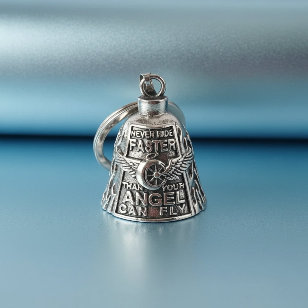 Halloween Motorcycle Guardian Bell with Scary Angel Engraving and Winged Design - Image 8