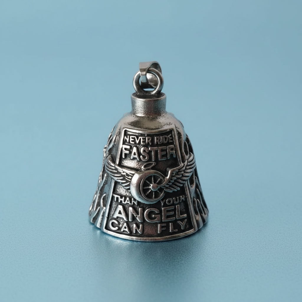 Halloween Motorcycle Guardian Bell with Scary Angel Engraving and Winged Design - Image 9