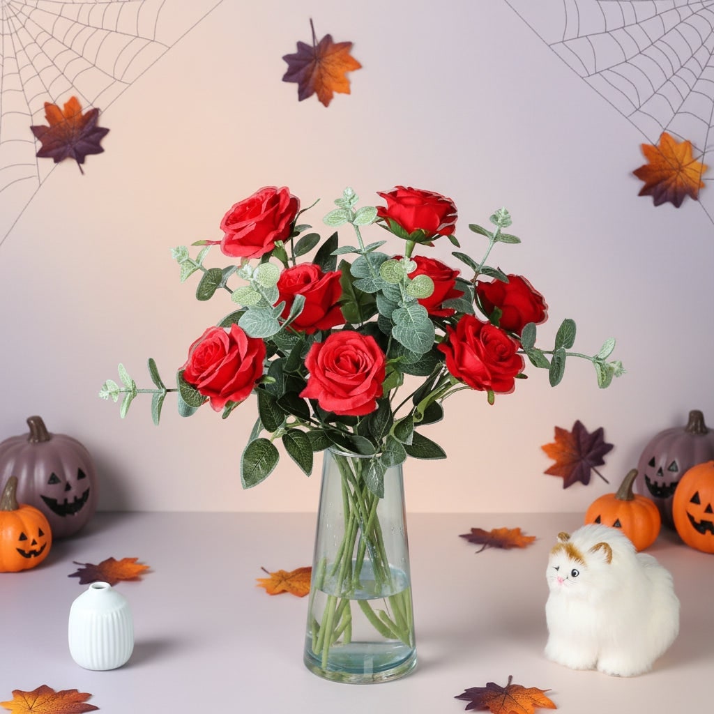 Halloween Outdoor Artificial Flowers Roses Bulk Bouquet with Realistic Fabric Petals - Image 10