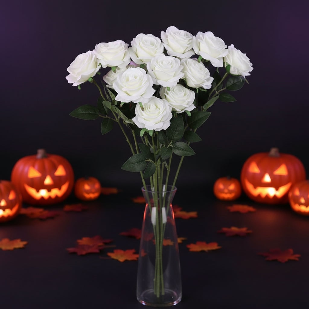 Halloween Outdoor Artificial Flowers Roses Bulk Bouquet with Realistic Fabric Petals - Image 4