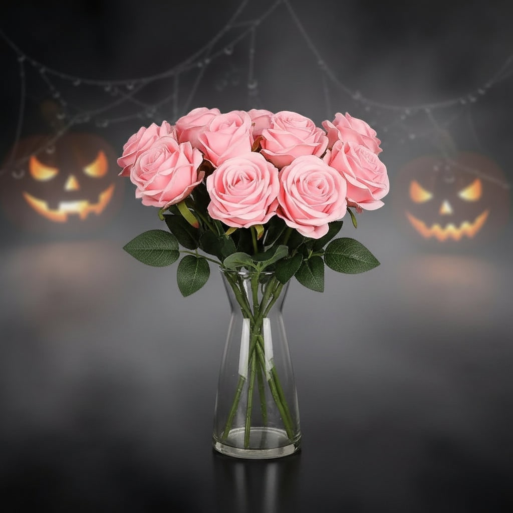 Halloween Outdoor Artificial Flowers Roses Bulk Bouquet with Realistic Fabric Petals - Image 8