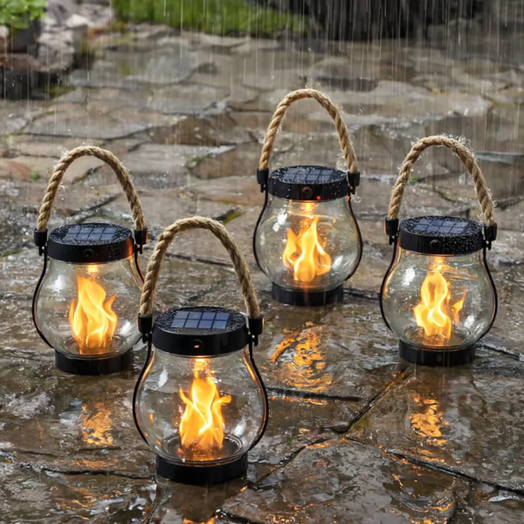 Halloween Outdoor Solar Lantern with Flickering Flame Effect and Rope Handle for Garden Decoration - Image 2