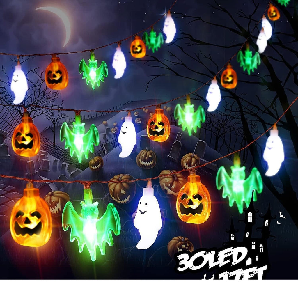 Halloween Outdoor String Lights with LED Pumpkin Ghost and Bat Figures for Patio Party Decoration - Image 11