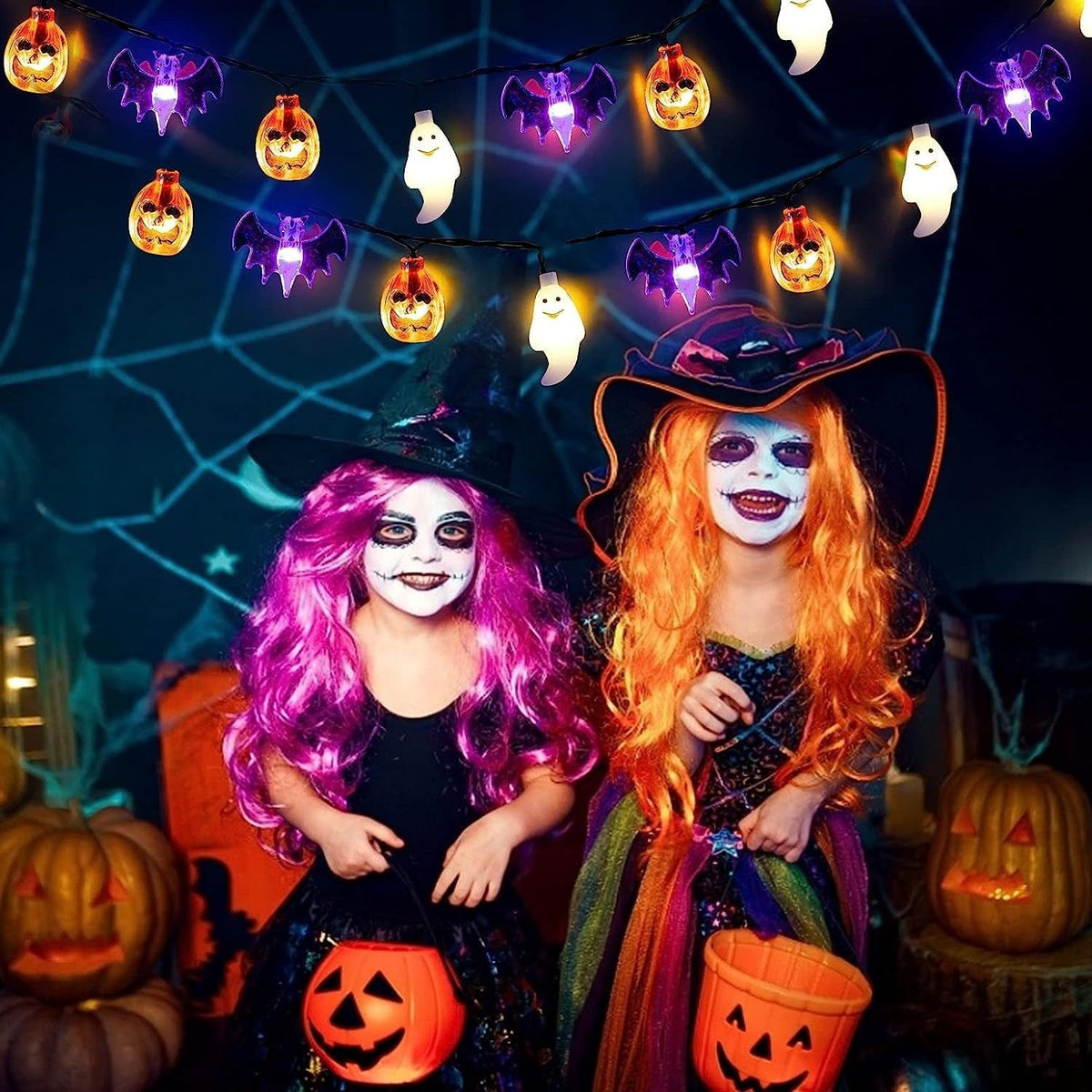 Halloween Outdoor String Lights with LED Pumpkin Ghost and Bat Figures for Patio Party Decoration - Image 9